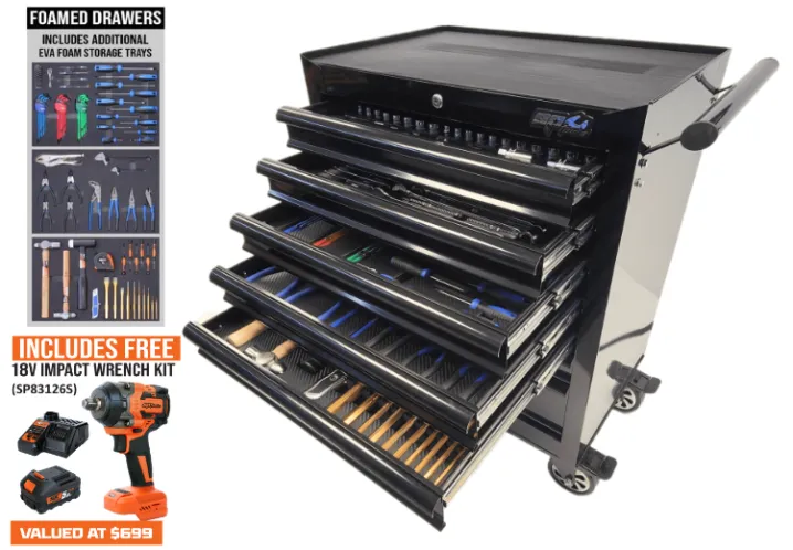 Custom Series Roller Cabinet BLK/BLK - 241PC Metric/SAE - FOAMED